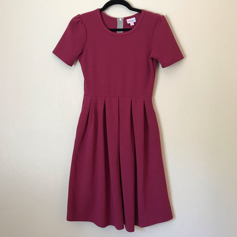 Raspberry Amelia A line dress with pockets!